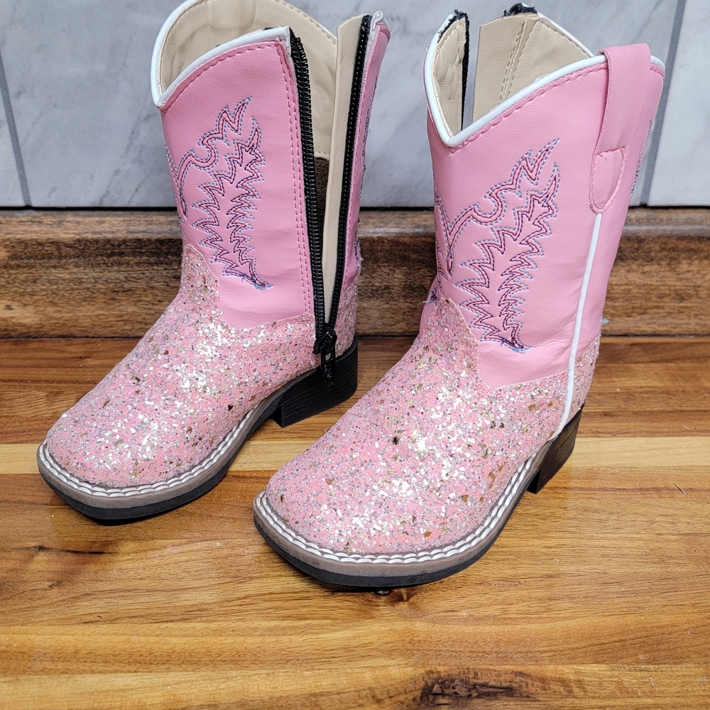 Old West Pink Glitter Boots